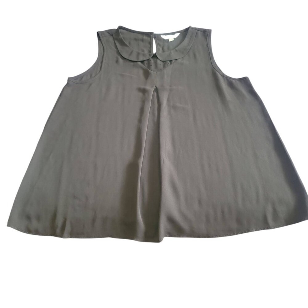 NWOT-Charming Charlie Womens Sleeveless Chiffon Blouse, Black, Size L